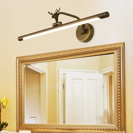 Decorative Led Metal Wall Vanity Light With Black/Antique Brass Finish - Deer Design Multiple Sizes