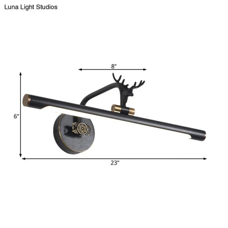 Decorative Led Metal Wall Vanity Light With Black/Antique Brass Finish - Deer Design Multiple Sizes