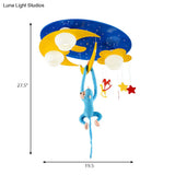 Decorative Metal Moon & Star Ceiling Light For Child’s Bedroom With Hanging Monkey