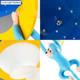 Decorative Metal Moon & Star Ceiling Light For Child’s Bedroom With Hanging Monkey