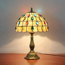 Decorative Stained Glass Dome Shade Table Lamp For Living Room - Nightstand Light Yellow