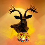 Deer Bowl Glass Sconce Wall Light Fixture - Tiffany Style 1-Bulb Multicolor Bar Beige/Red/White