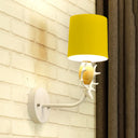 Deer Head Wall Light With Metal Cylinder Shade - Cute Single Sconce For Kids Bedroom Yellow