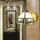 Deer Wall Mount Sconce: Lodge Style Light Beige Glass Ideal Lighting For Living Room