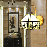 Deer Wall Mount Sconce: Lodge Style Light Beige Glass Ideal Lighting For Living Room
