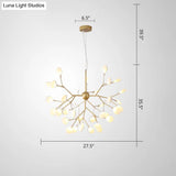 Designer Acrylic Leaf Chandelier Pendant With Gold Finish For Bedroom Ceiling