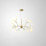 Designer Acrylic Leaf Chandelier Pendant With Gold Finish For Bedroom Ceiling / 23.5’ Branch