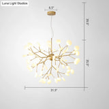 Designer Acrylic Leaf Chandelier Pendant With Gold Finish For Bedroom Ceiling