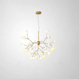 Designer Acrylic Leaf Chandelier Pendant With Gold Finish For Bedroom Ceiling / 35.5’ Branch