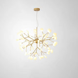 Designer Acrylic Leaf Chandelier Pendant With Gold Finish For Bedroom Ceiling / 35.5’ Tree
