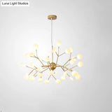 Designer Acrylic Leaf Chandelier Pendant With Gold Finish For Bedroom Ceiling