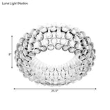 Designer Clear Glass Led Bedroom Flush Ceiling Light Fixture - 14’/19.5’/25.5’ Wide Bubble Lighting