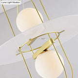 Designer Style White Glass Orb Chandelier: Elegant 2-Light Kitchen Hanging Lamp With Oval Frame