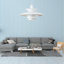 Designer Tiered Pendant Light With Metal Shade - Stylish Ceiling Hanging White / 12’