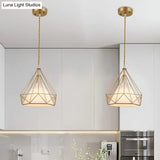 Diamond Cage Iron Pendant Light For Dining Room - Vintage Hanging Fixture