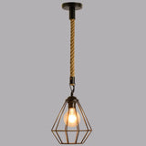 Diamond Cage Pendant Light - Elegant Metal Design For Dining Room Black / Cord