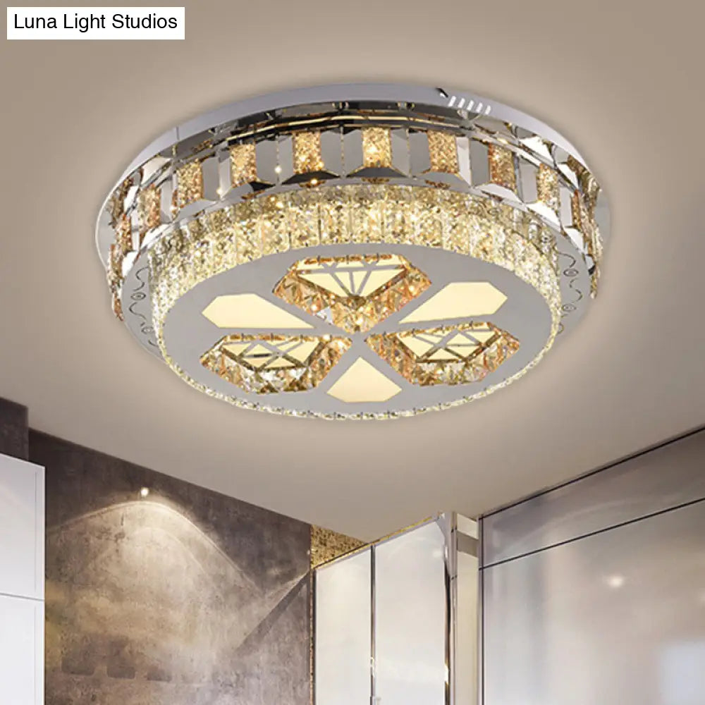 Diamond Design Led Flush Mount Ceiling Light In Stainless Steel