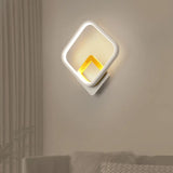 Diamond-Frame Led Wall Sconce: Minimalist White & Wood Light With Warm/White Glow / Warm