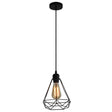 Diamond Iron Cluster Pendant: Nordic Retro 1-Light Black Restaurant Hanging Lamp / 8’