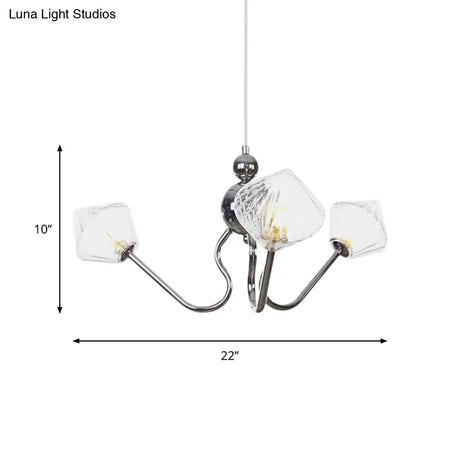 Diamond Pendant Lighting For Farmhouse With Amber/Clear Glass - 3 Lights Chandelier Lamp In