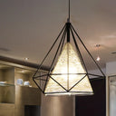 Diamond Rattan Hanging Pendant Light - Modern 1 Beige Ceiling For Kitchen Island