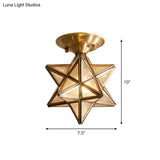 Diamond/Star Traditional Bedroom Ceiling Light - Transparent Glass 1-Light Brass Flushmount