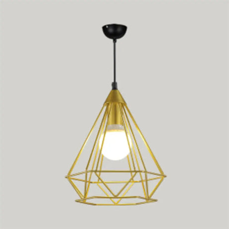 Diamond Wire Pendant Light For Stair Cafe - Traditional Metal Hanging Lamp Gold / 10’