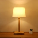 Diane - Wood Fabric Empire Shade Night Stand Lamp Simple Style 1 Bulb Table Lighting For Living Room