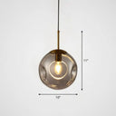 Dimpled Glass Ball Suspension Pendant Lamp - Modern 1 Bulb Ceiling Lighting For Dining Room Smoke