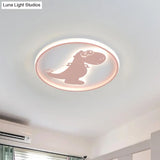 Dinosaur/Carousel Led Flush Mount Lighting - Super Thin Acrylic Shade In Pink/Blue