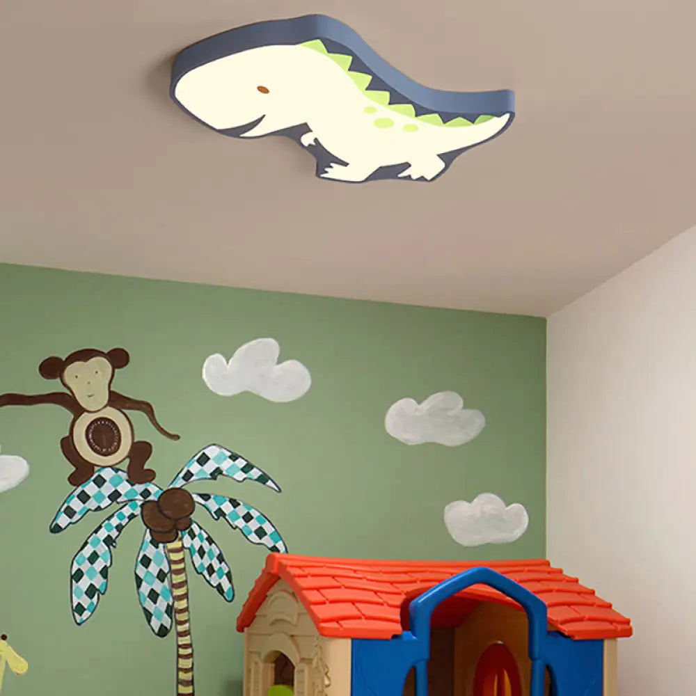 Dinosaur Led Ceiling Light For Kindergarten Nursery Blue / Warm