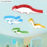 Dinosaur Led Flushmount Ceiling Lamp For Kids Room - Metal Flush - Mount Light Fixture