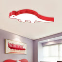 Dinosaur Led Flushmount Ceiling Lamp For Kids Room - Metal Flush - Mount Light Fixture Red / White