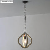 Distressed White Wood Caged Pendant Light Kit For Dining Room
