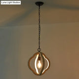 Distressed White Wood Caged Pendant Light Kit For Dining Room