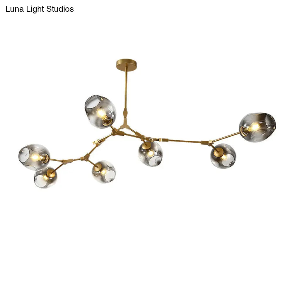 Dna Structure Pendant Light With Dimpled Cup Glass Shade - Postmodern Ceiling Chandelier