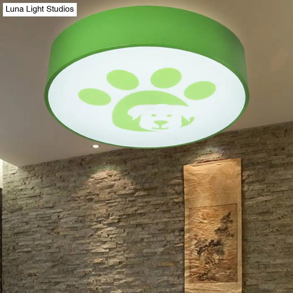 Dog Paw Acrylic Ceiling Lamp: Round Shade Mount Light For Bathrooms