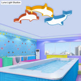 Dolphin Acrylic Ceiling Lamp: Modern Lovely Flush Mount Light For Kindergarten