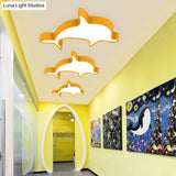 Dolphin Acrylic Ceiling Lamp: Modern Lovely Flush Mount Light For Kindergarten Yellow / 19.5 White