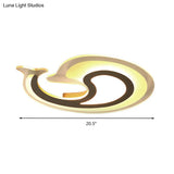Dolphin Led Ceiling Light For Theme Parks And Bathrooms - Acrylic Animal Flush Fixture In White
