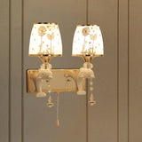 Dolphin Wall Mount Light Metal Sconce In White With Pull Chain - Kids Bedside Fixture 1/2 Lights 2 /