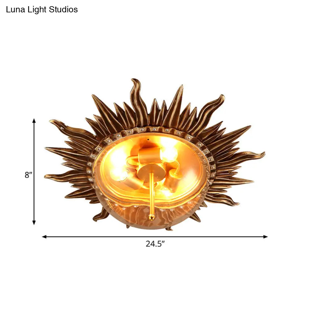 Dome Flush Ceiling Light: Traditional Clear Glass 3 - Bulb Aged Silver Design For Living Room