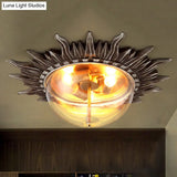 Dome Flush Ceiling Light: Traditional Clear Glass 3 - Bulb Aged Silver Design For Living Room
