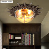 Dome Flush Ceiling Light: Traditional Clear Glass 3 - Bulb Aged Silver Design For Living Room