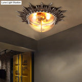 Dome Flush Ceiling Light: Traditional Clear Glass 3 - Bulb Aged Silver Design For Living Room