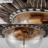 Dome Flush Ceiling Light: Traditional Clear Glass 3 - Bulb Aged Silver Design For Living Room