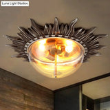 Dome Flush Ceiling Light: Traditional Clear Glass 3 - Bulb Aged Silver Design For Living Room