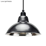 Dome Dining Table Ceiling Pendant - Industrial Stainless Steel 1 Head Black/Gray Black / 13