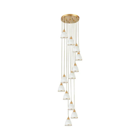 Dome Opal Glass Spiral Pendant Ceiling Light For Living Room - Simplicity And Elegance 12 / Gold