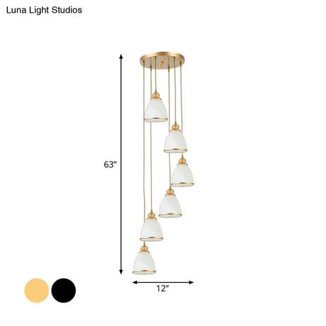 Dome Opal Glass Spiral Pendant Ceiling Light For Living Room - Simplicity And Elegance